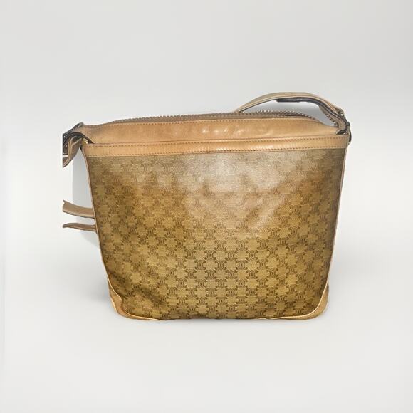 Authentic CELINE Macadam Canvas Shoulder Bag crossbody PVC Beige Gold BA4269 - Picture 2 of 15